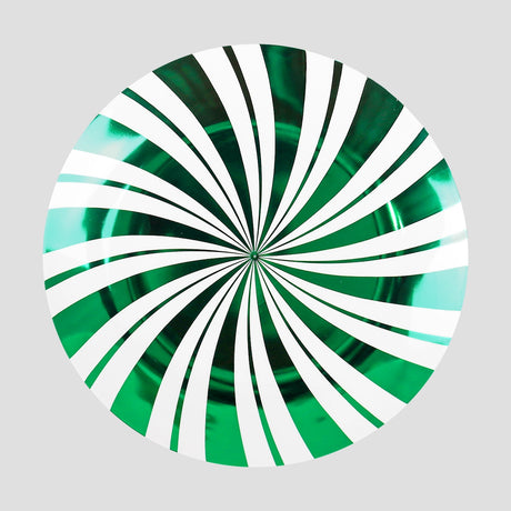 Plato de Plástico Navideño, Diseño Caramelo, Color Verde