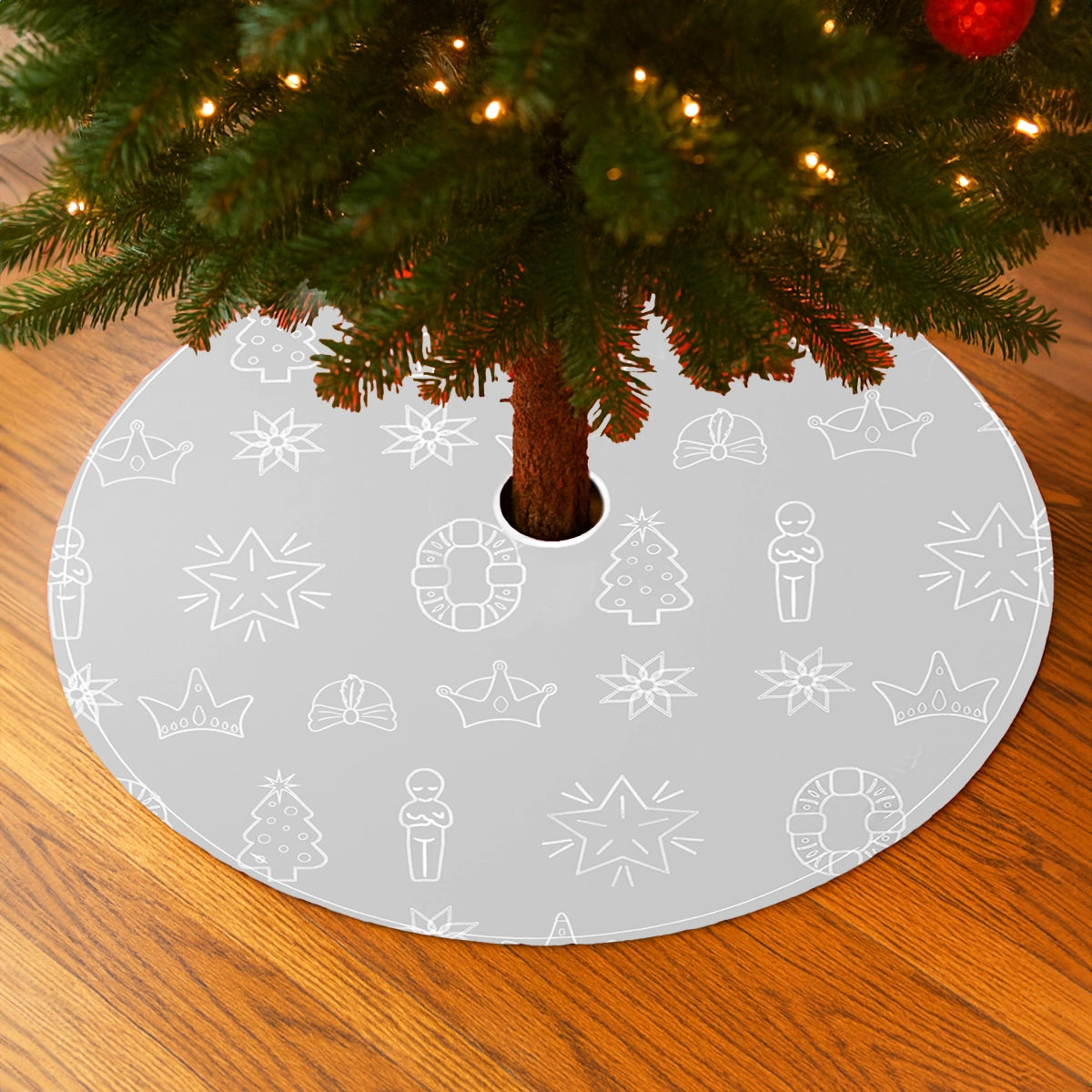 Pie de Árbol, Diseño Navideño, Color Gris