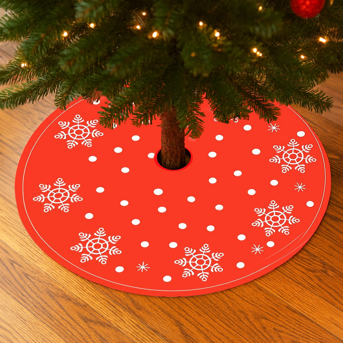 Pie de Árbol, Diseño Navideño, Color Rojo