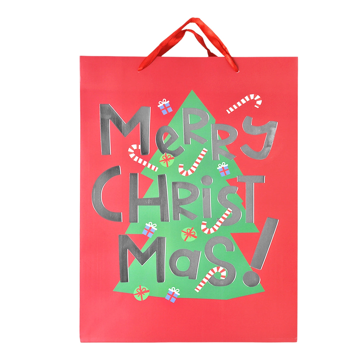 Bolsa de Regalo Navideña, Merry Christmas, Letras Brillantes