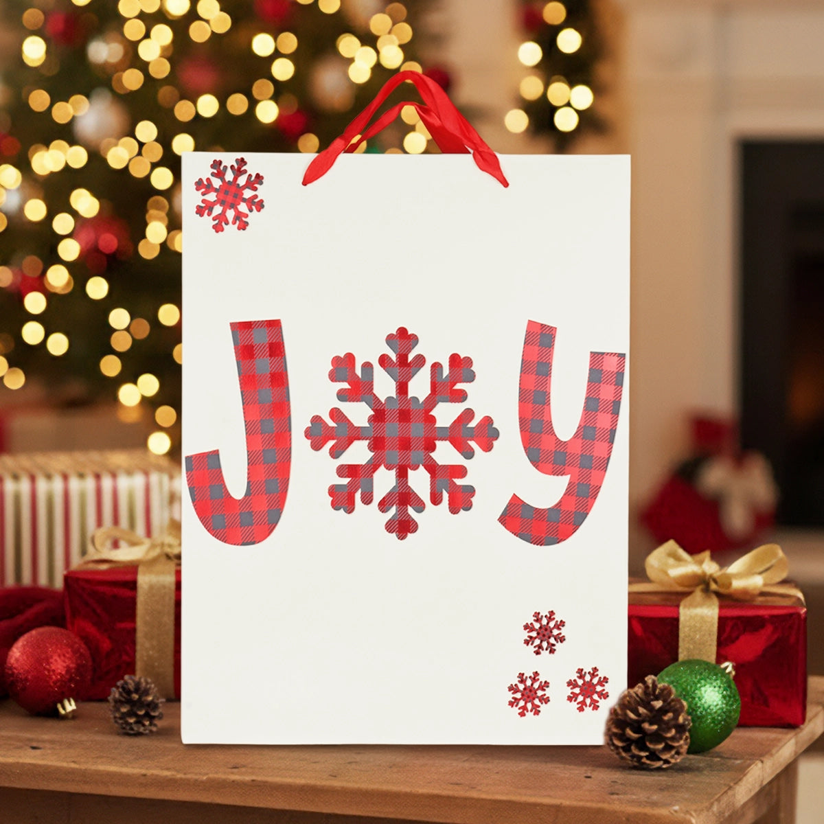 Bolsa de Regalo Navideña, Joy, Copo de Nieve