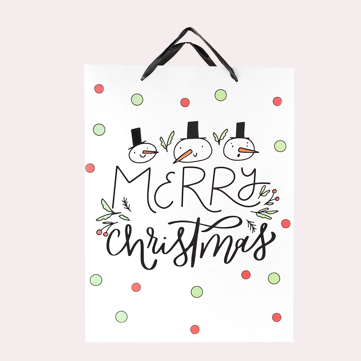 Bolsa de Regalo Navideña, Merry Christmas, Muñecos de Nieve