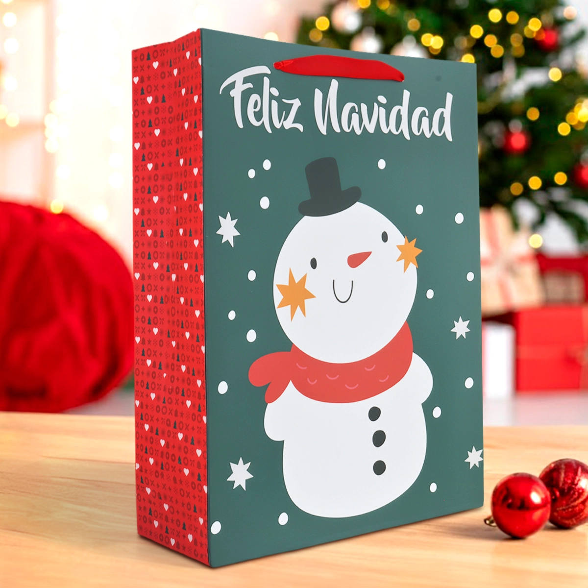Bolsa de Regalo Navideña, Feliz Navidad, Muñeco de Nieve