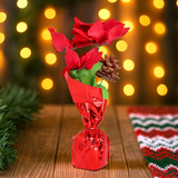 Nochebuena Roja Artificial en Maceta, Color Rojo