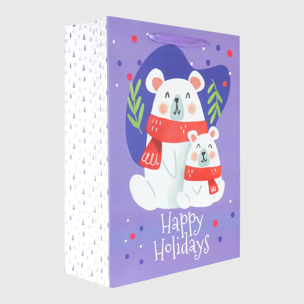 Bolsa de Regalo Navideña, Happy Holidays, Color Morado