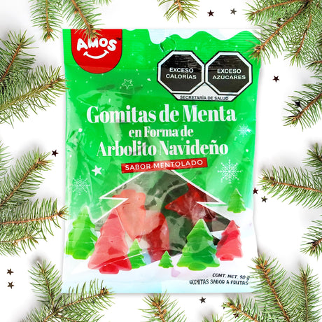 Gomitas, Sabor Menta, Forma Árbol Navideño, 90 g