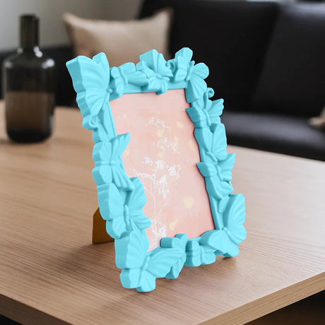 Portarretrato, Diseño Mariposas, Color Azul, 10x15cm