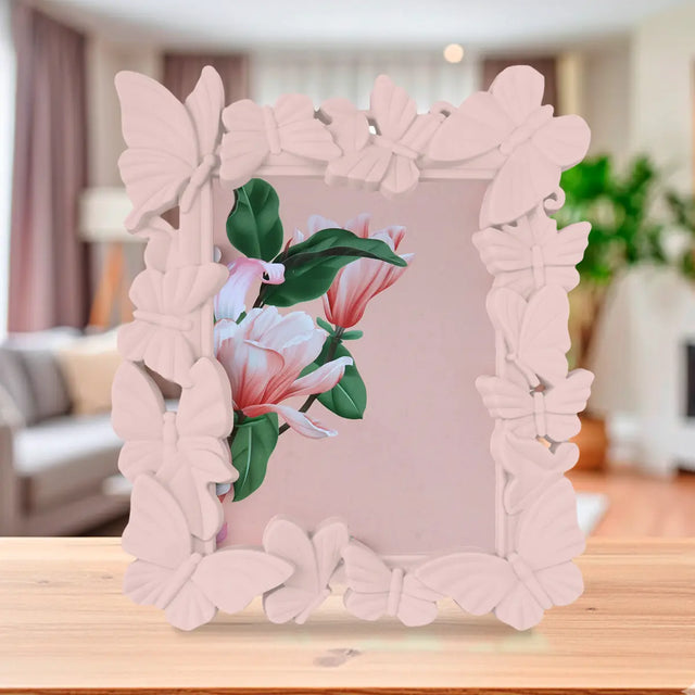Portarretrato, Diseño Mariposas, Color Rosa