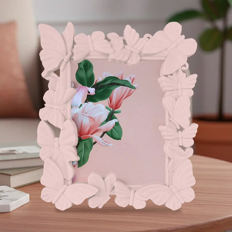 Portarretrato, Diseño Mariposas, Color Rosa