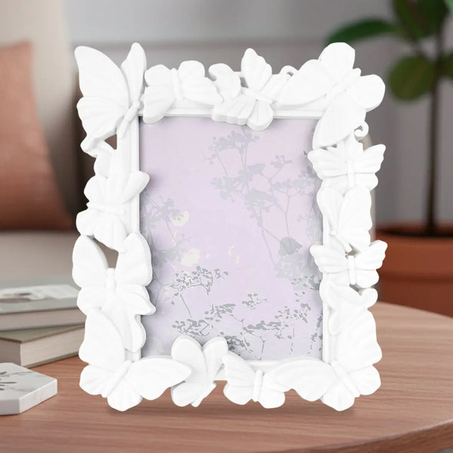 Portarretrato, Diseño Mariposas, Color Blanco