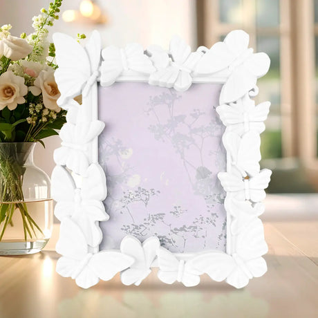 Portarretrato, Diseño Mariposas, Color Blanco