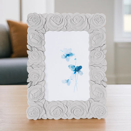 Portarretrato, Diseño Flores, Color Gris