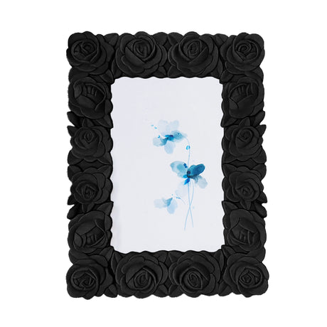 Portarretrato, Diseño Flores, Color Negro