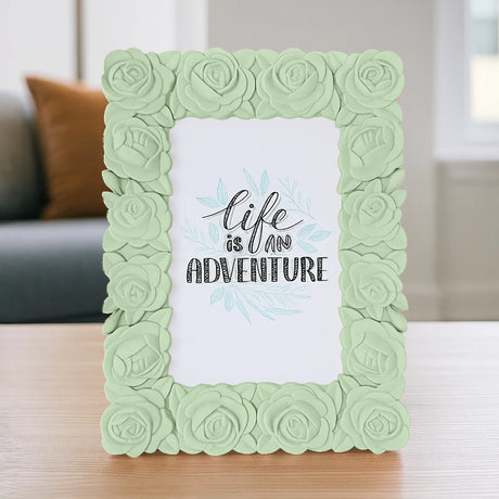 Portarretrato, Diseño Flores, Color Verde