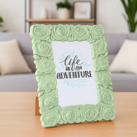 Portarretrato, Diseño Flores, Color Verde