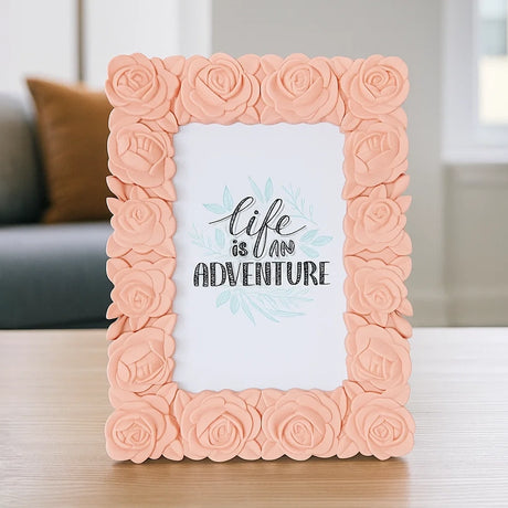 Portarretrato, Diseño Flores, Color Rosa