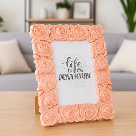 Portarretrato, Diseño Flores, Color Rosa