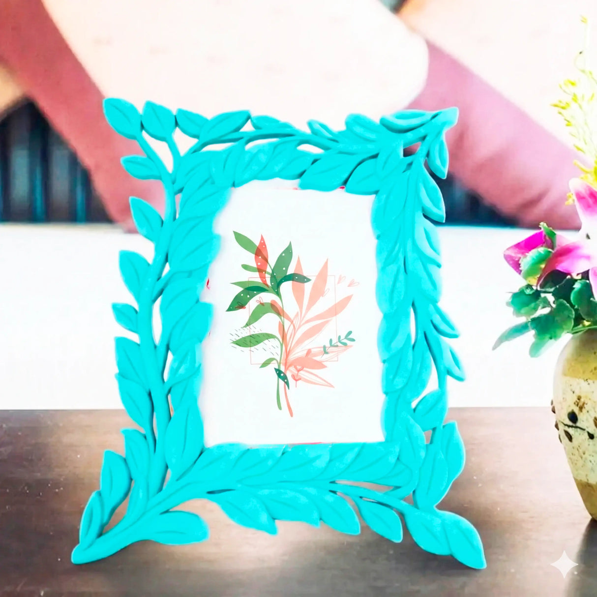 Portarretrato Hojas, Color Menta