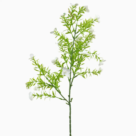 Rama de Follaje Artificial con Flores, Color Blanco