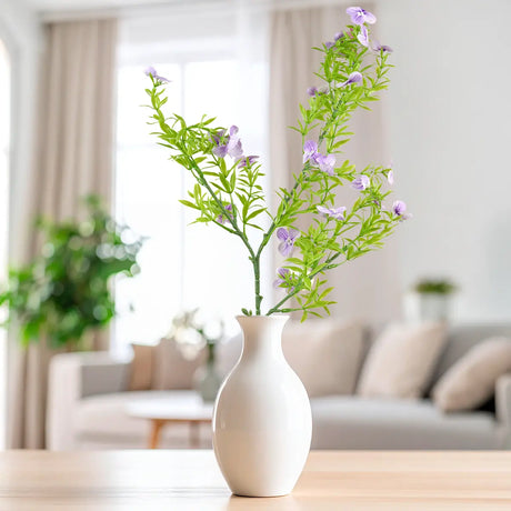 Rama de Follaje Artificial con Flores, Color Morado