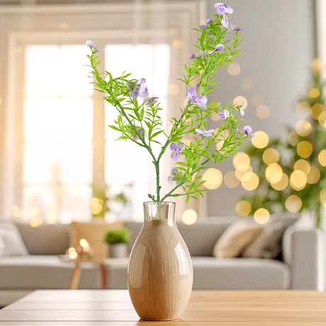 Rama de Follaje Artificial con Flores, Color Morado