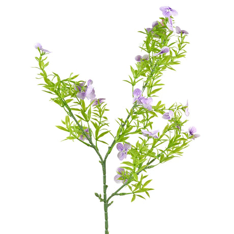 Rama de Follaje Artificial con Flores, Color Morado