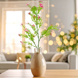 Rama de Follaje Artificial con Flores, Color Rosa