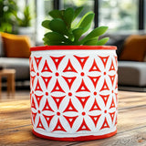 Maceta con Planta Artificial, Diseño Color Naranja