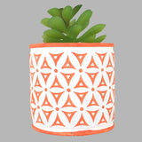 Maceta con Planta Artificial, Diseño Color Naranja