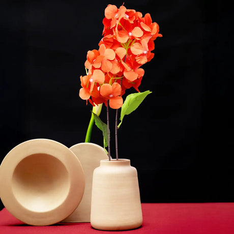 Hortensia, 2 Flores Artificiales, Color Naranja