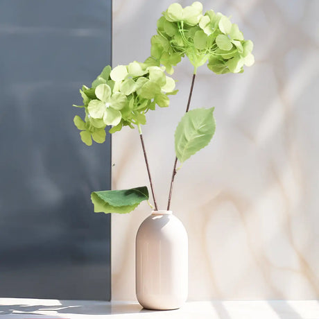 Hortensia, 2 Flores Artificiales, Color Verde