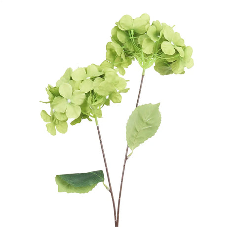 Hortensia, 2 Flores Artificiales, Color Verde