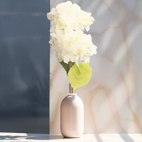 Hortensia, 2 Flores Artificiales, Color Blanco