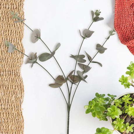 Follaje Artificial, Rama, Color Verde y Gris, 4 pzas