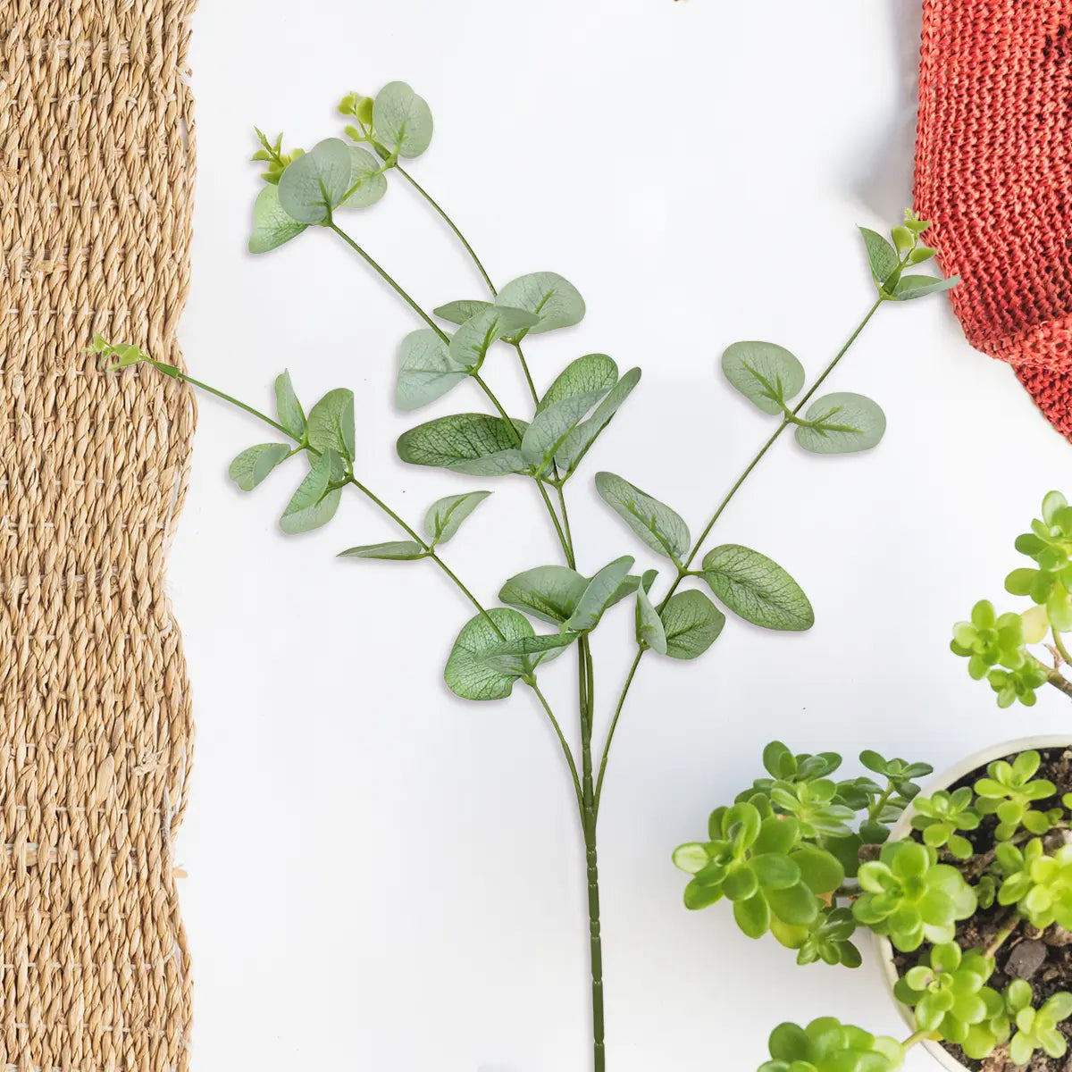 Follaje Artificial, Rama con Hojas, Color Verde