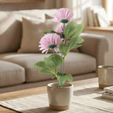 Crisantemo, 3 Flores Artificiales, Color Lila