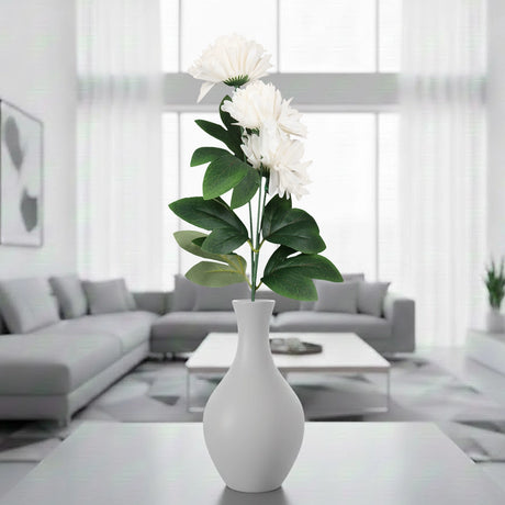Crisantemo, 3 Flores Artificiales, Color Blanco