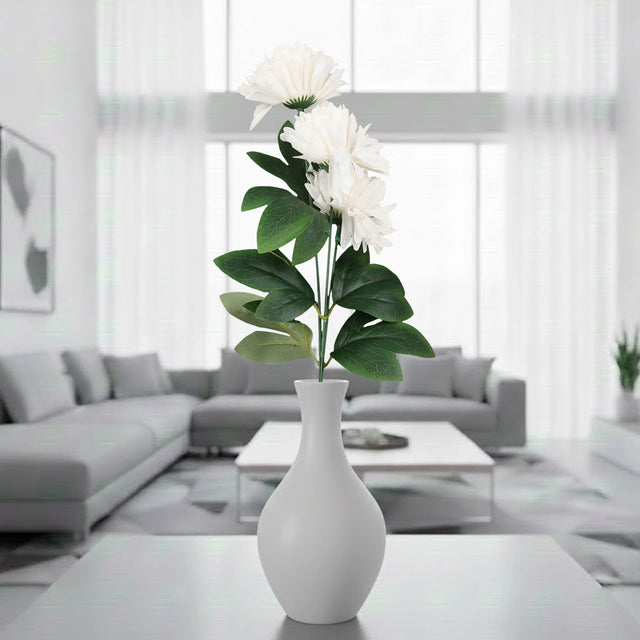 Crisantemo, 3 Flores Artificiales, Color Blanco