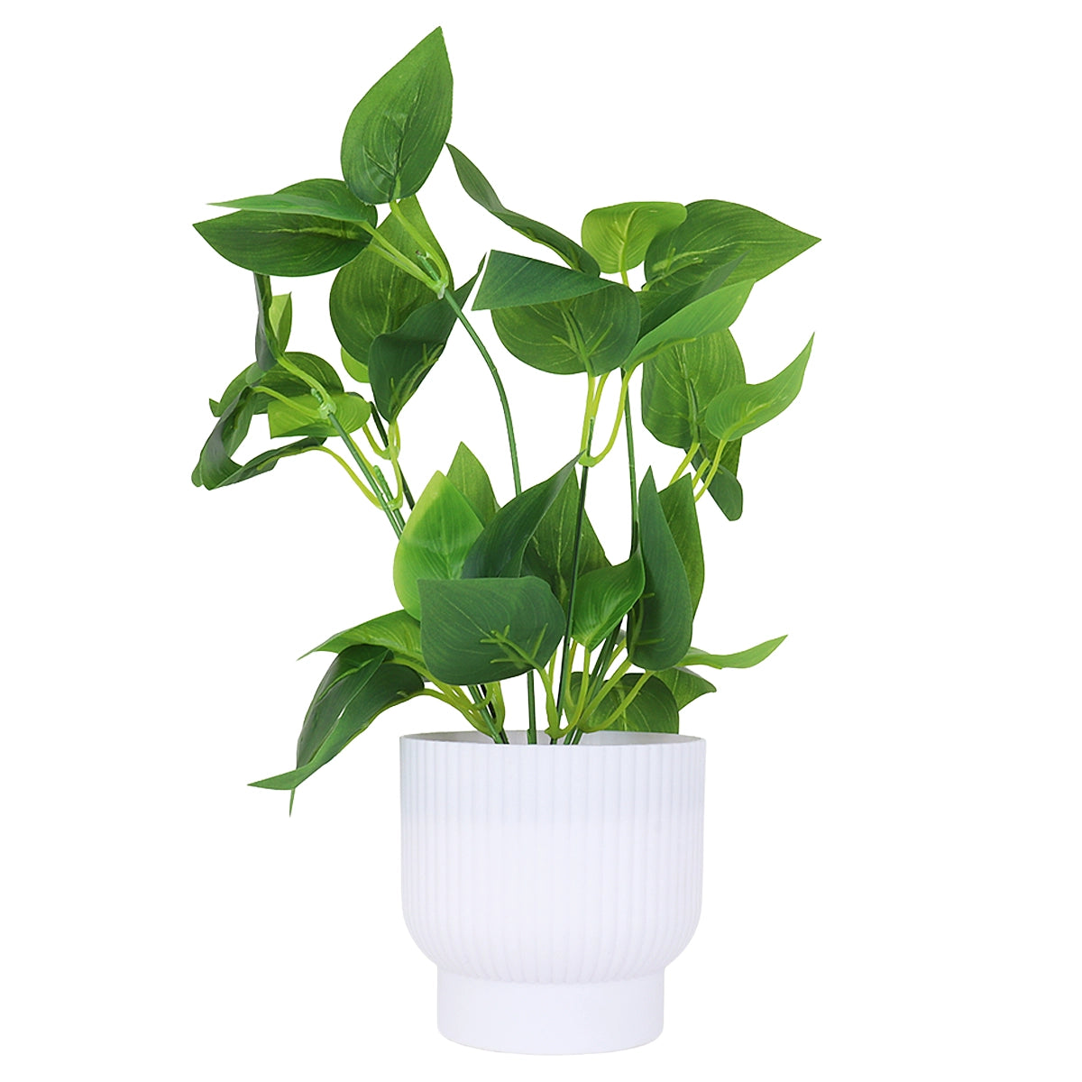 Planta Artificial con Hojas, Maceta Blanca