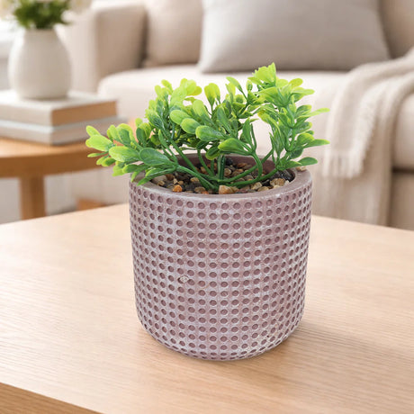 Maceta con Acabado Tipo Yute, Color Café