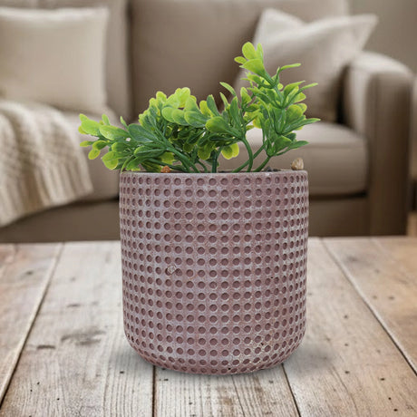 Maceta con Acabado Tipo Yute, Color Café