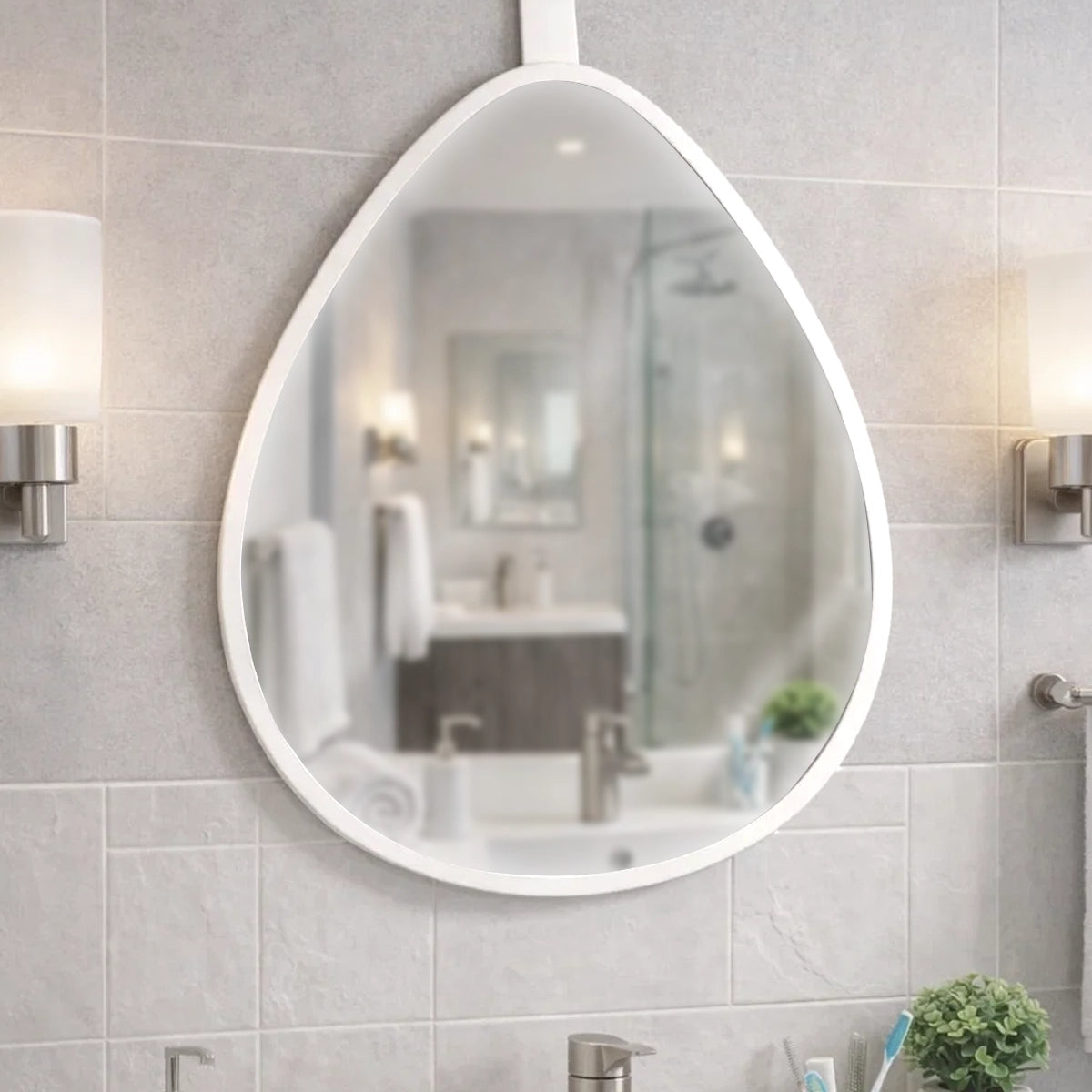 Espejo en Forma de Gota, Color Blanco