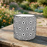 Maceta Textura Hexagonal, Color Negro