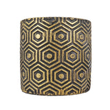 Maceta Textura Hexagonal, Color Negro y Oro