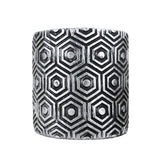 Maceta Textura Hexagonal, Color Negro y Plata