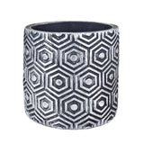 Maceta Textura Hexagonal, Color Negro y Plata