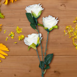 Rosa Artificial, 3 Flores, Color Blanco