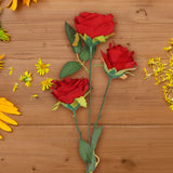 Rosa Artificial, 3 Flores, Color Rojo
