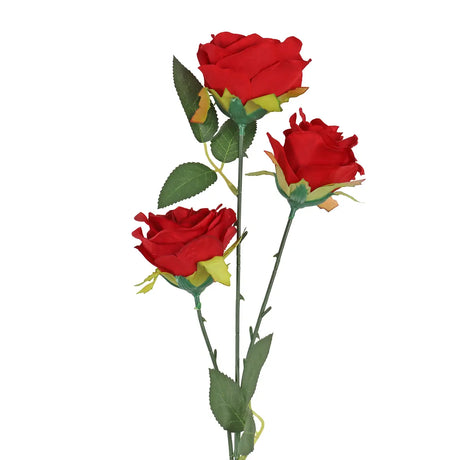Rosa Artificial, 3 Flores, Color Rojo
