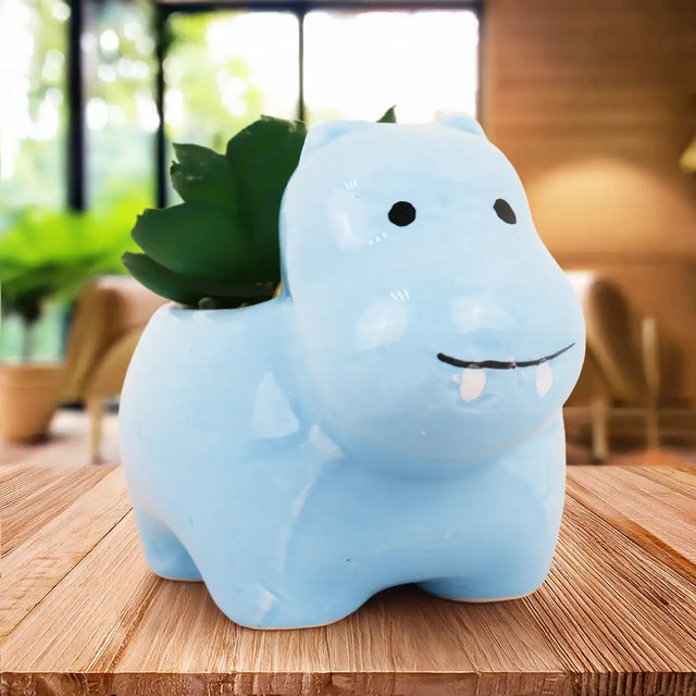 Maceta con Planta Artificial, Diseño Hipopotamo